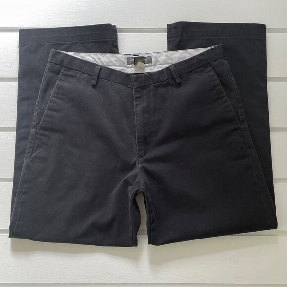 Banana Republic Men's Black Flat Front Cotton Chino Pants Size 36x30 - Picture 2 of 7